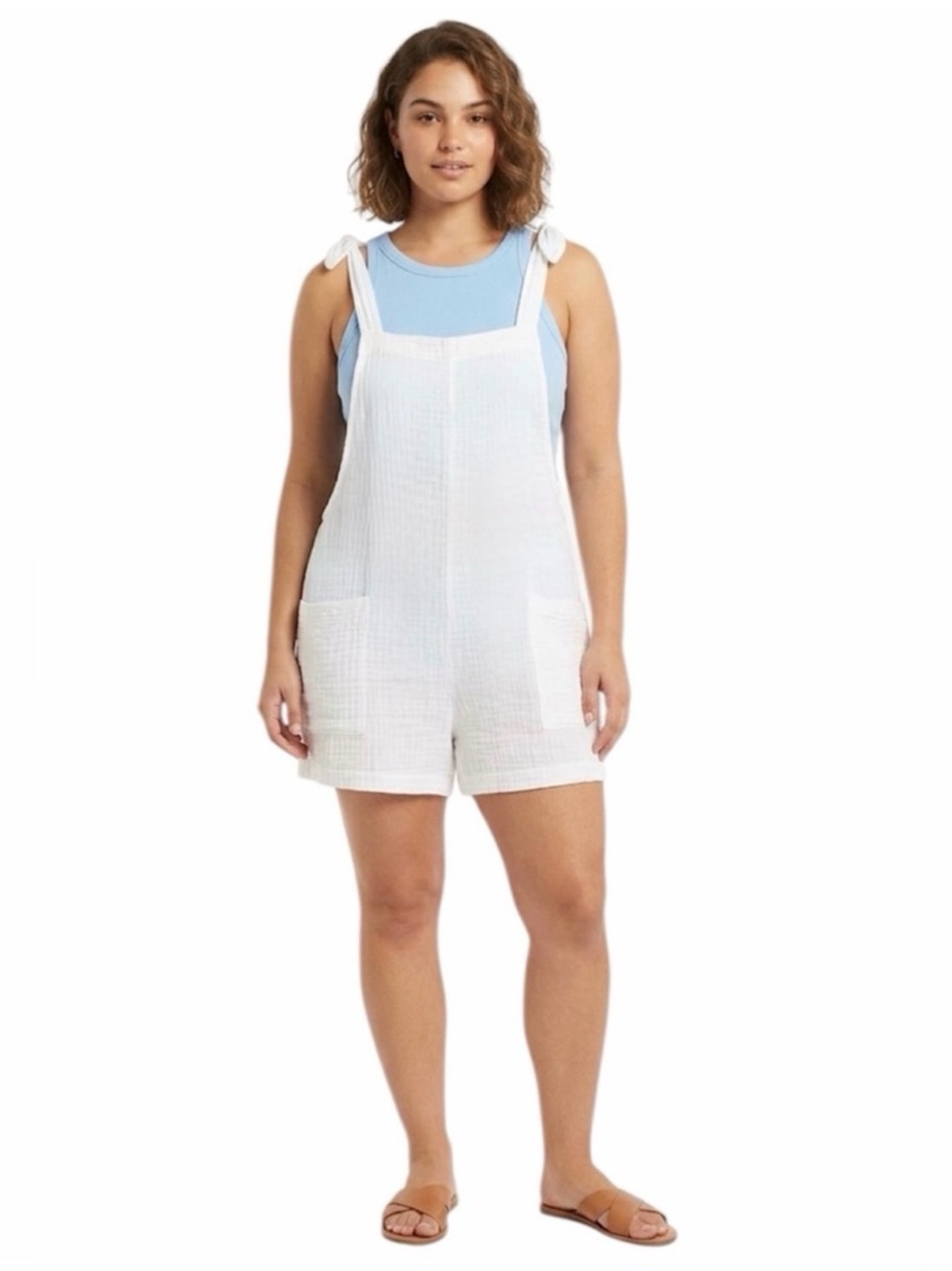 New Aerie Breezy Knot Gauze Romper  White Size Medium